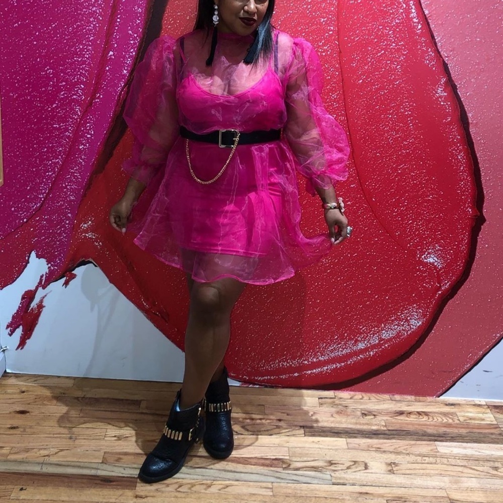 Plt pink tulle mini dress